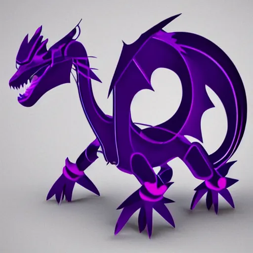 Image similar to Very cute robotic purple dragon, 2d minimalism,simple figures, digital art