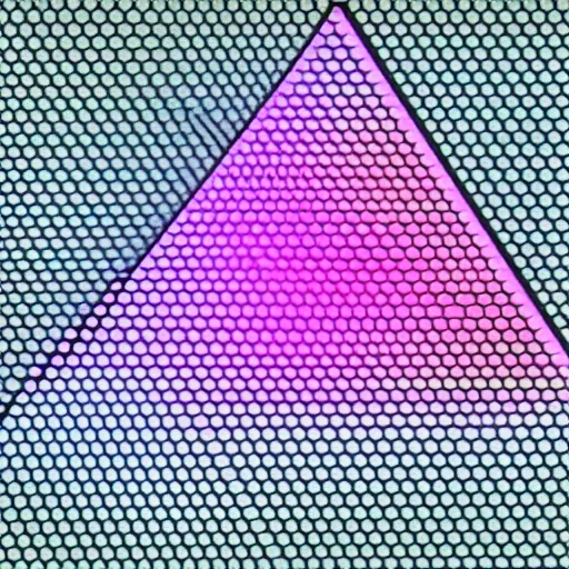 Prompt: black background, an holographic triangle transforming a single light ray into a rainbow, 1970s