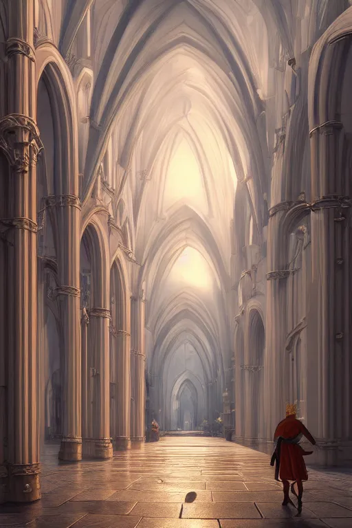 Prompt: an endless series of identical cathedral arches, digital anime by pieter jansz saenredam and michiel schrijver and makoto shinkai, 8 k resolution, unreal engine, ue 5, trending on artstation, dramatic lighting, perspective, centered, vibrant colors