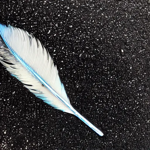 Image similar to a bird feather dipped in oil slick tar