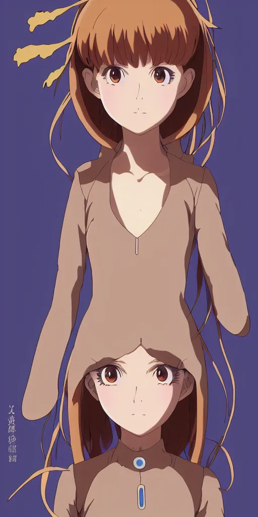 Image similar to anime art full body portrait character nausicaa concept art, anime key visual of elegant young female, brown hair and large eyes, finely detailed perfect face delicate features directed gaze, sunset in a valley, trending on pixiv fanbox, studio ghibli, extremely high quality artwork by hayao miyazaki by kushart krenz cute sparkling eyes