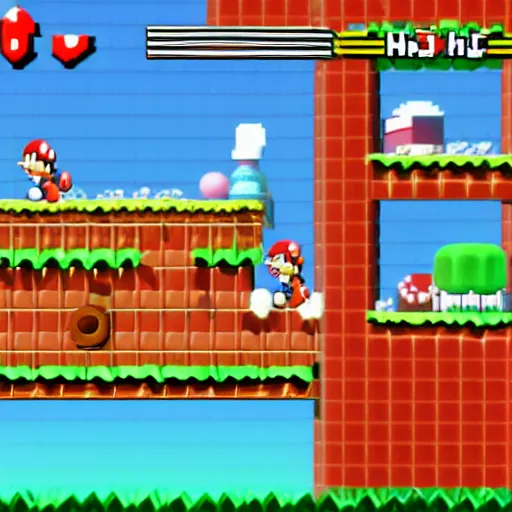 Prompt: Mario brothers in Noita, in-game screenshot