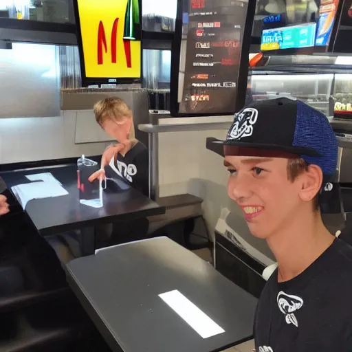 Image similar to g 2 caps working at mcdonalds