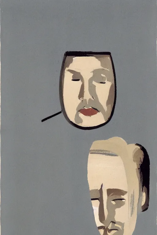 Image similar to man looking into a mirror, 1960’s minimalist advertising illustration, painterly, expressive brush strokes