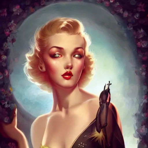 Image similar to a pinup by charlie bowater and anna dittmann and gil elvgren.