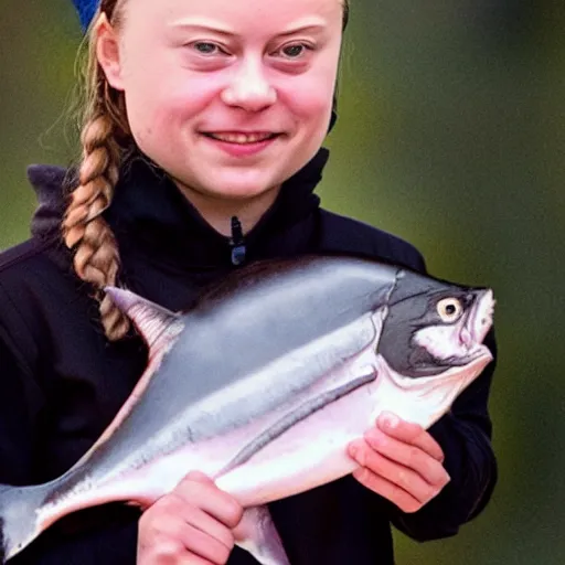 Prompt: greta thunberg as a tuna fish