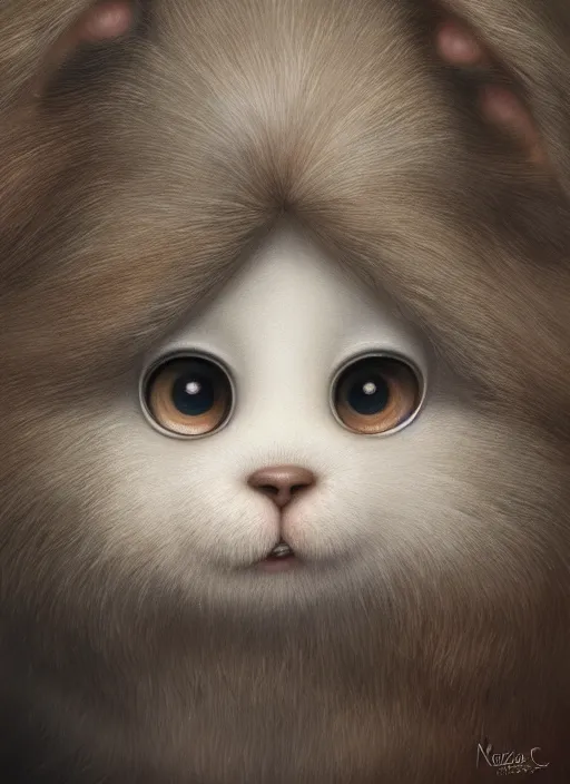 Prompt: highly detailed closeup portrait of cute fluffy animals, unreal engine, nicoletta ceccoli, mark ryden, earl norem, lostfish, global illumination, god rays, detailed and intricate environment