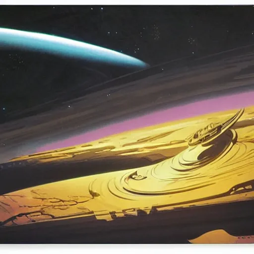 Image similar to alien planet in space by syd mead