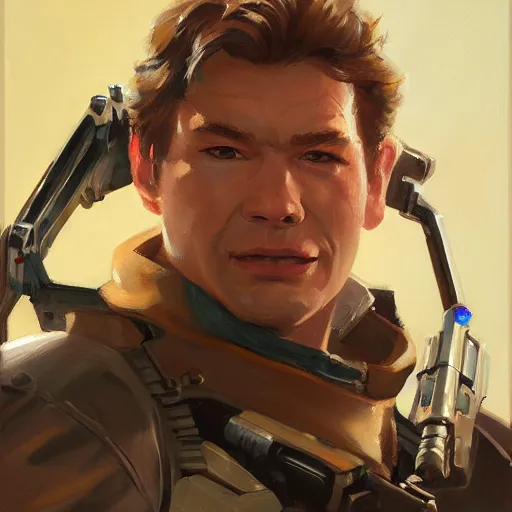 Image similar to greg manchess portrait painting of armored han solo as overwatch character, medium shot, asymmetrical, profile picture, organic painting, sunny day, matte painting, bold shapes, hard edges, street art, trending on artstation, by huang guangjian and gil elvgren and sachin teng