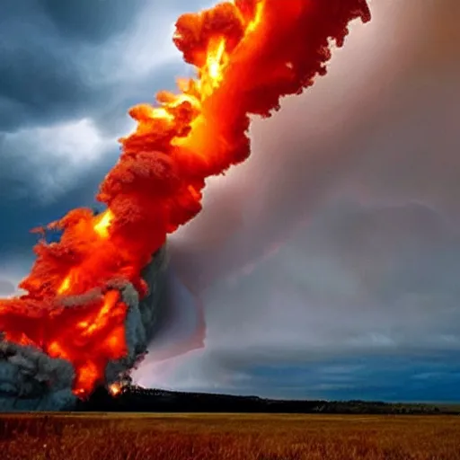 Image similar to Tornado of fire, fire clouds, ultimate tornado, flaming storm