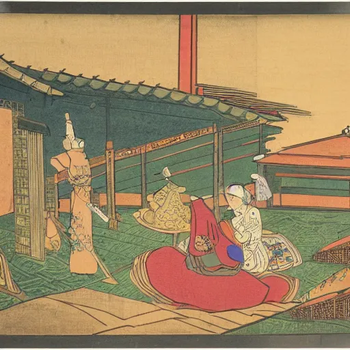 Prompt: late meiji period, colored woodblock print, ottoman sultanate