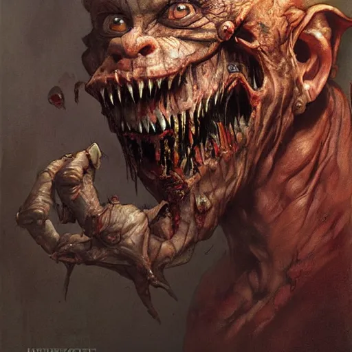 Prompt: dmitry medvedev, is evil gremlin, дмитрии медведев rotten teeth, horror, macabre by donato giancola and greg rutkowski and wayne barlow and zdzisław beksinski, realistic face, digital art