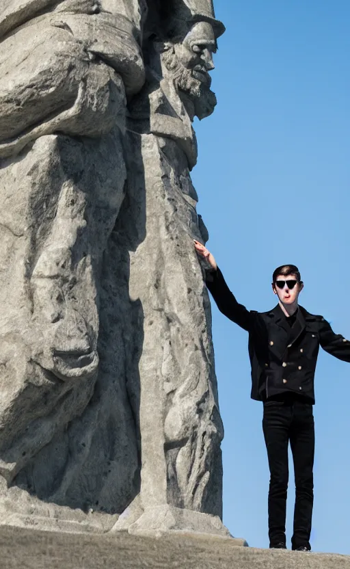 Prompt: alex turner waving the bulgarian flag at the shipka monument, realistic, dslr, 8 k