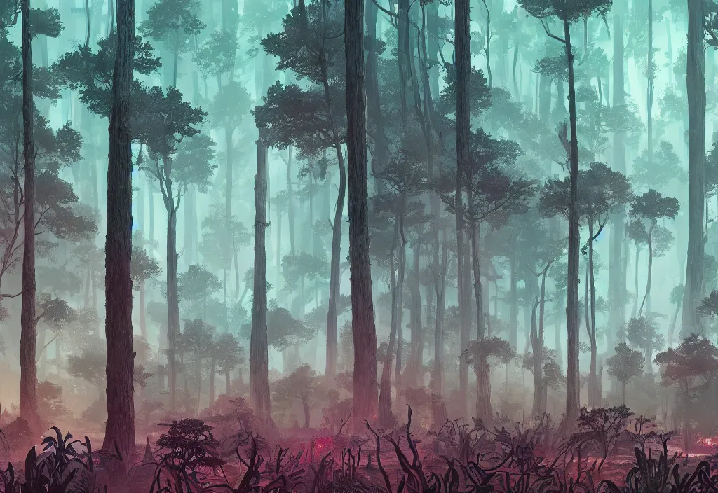 Prompt: illustration of a big and intricate forest landscape, line art, watercolor by Kilian Eng and by Jake Parker, atmospheric!! and vaporwave composition, winning-award masterpiece, fantastic, octane render, 8K HD Resolution, High quality image