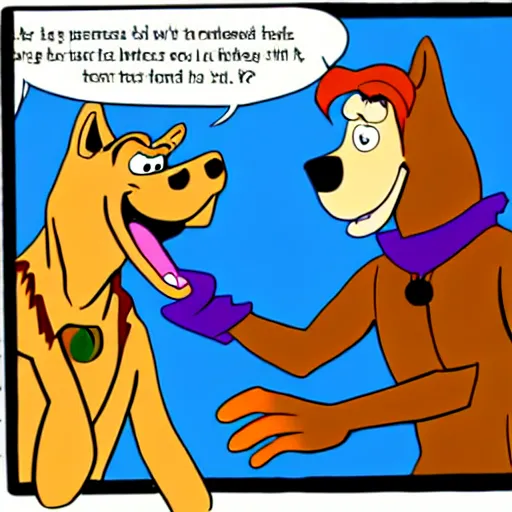Prompt: Scooby-Doo meeting a werewolf,
