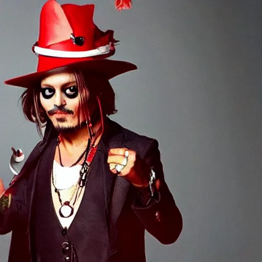 Prompt: johnny depp as a tomato, battles for his life