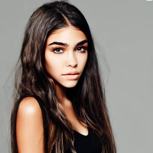 Image similar to 4k,ultra detailed portrait of Madison Beer by Rachel Ruysch