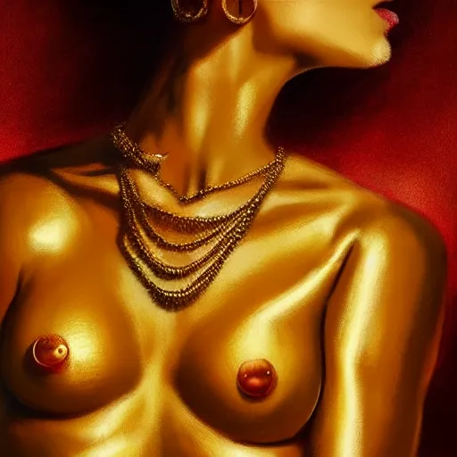 Image similar to cinematic portrait of chest full of gleaming gold and gemstones, chalk, masterpiece, trending on artstation, featured on pixiv, cinematic composition, dramatic pose, beautiful lighting, sharp details, hyper-detailed, HD, HDR, 4K, 8K, art by Basil Gogos