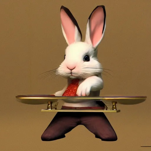 anthro rabbit fairly weighing things with a balance