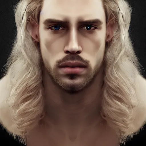 Prompt: a realistic portrait of a blonde man with big lips, ancient times, trending on artstation