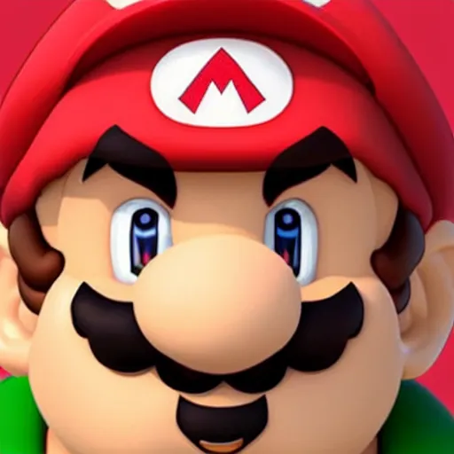 Prompt: extremely zoomed-in photo of Super Mario's face