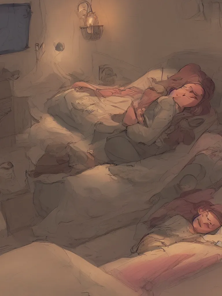 Prompt: when i lay me down to sleep by disney concept artists, blunt borders, rule of thirds