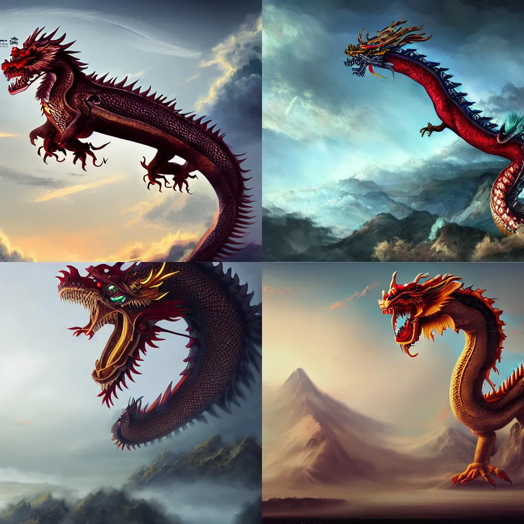 Prompt: high detailed Giant Chinese dragon in sky by wlop, trending on artstation