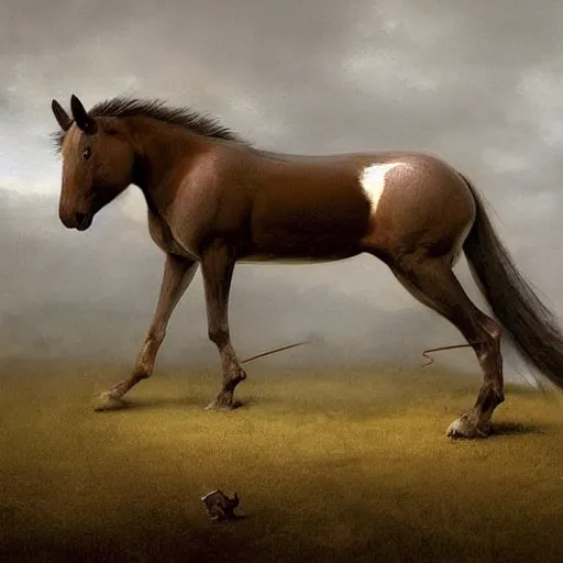 Image similar to hybrid of mouse and horse and rat, half horse - half mouse, digital art fantasy art, art by george stubbs, jakub rozalski