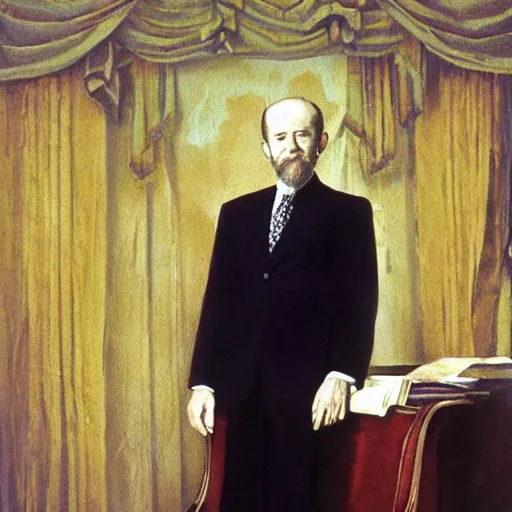 Prompt: george carlin as president of the united states, presidential portrait