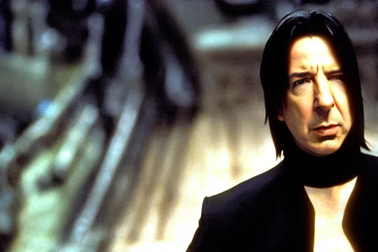 Image similar to film still of Alan Rickman as Neo in The Matrix 1999