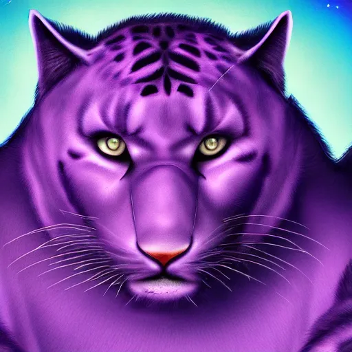 Image similar to digital painting of a large purple panther roaring at night. moon in background. digital drawing, illustration, 4 k, highly detailed, artstation, realistic, dramatic, darkness.