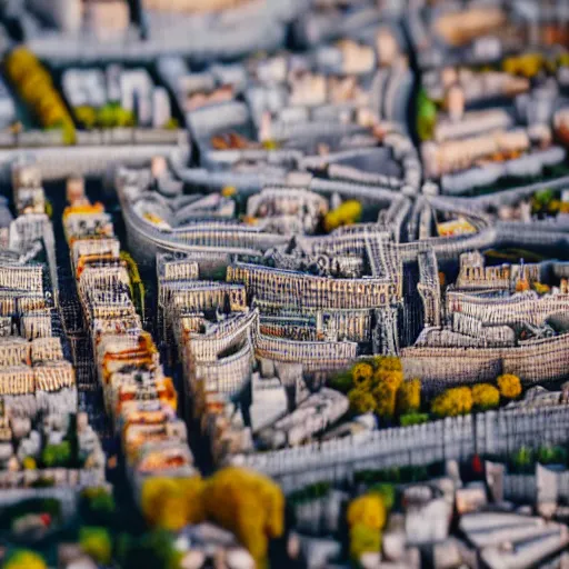 Image similar to a macro photo of a very detailed miniature model of paris, close - up, intricately detailed buildings, cars and people, intricately detailed markings, intricate textures, warm lighting, vivid colors, realistic octane render, hyper realistic render, volumetric shading, depth of field, raytracing, 8 k,