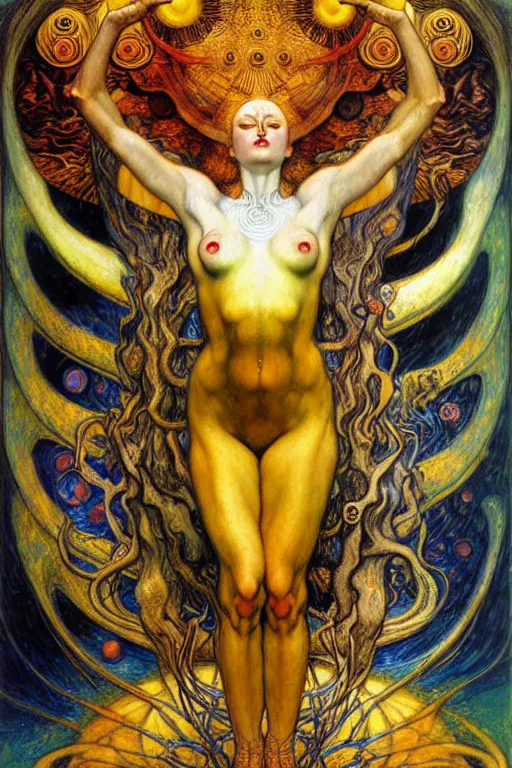 Image similar to Divine Chaos Engine by Karol Bak, Jean Delville, William Blake, Gustav Klimt, and Vincent Van Gogh, symbolist, visionary