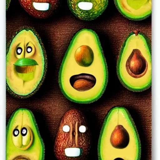 Prompt: avocado faces by giuseppe arcimboldo