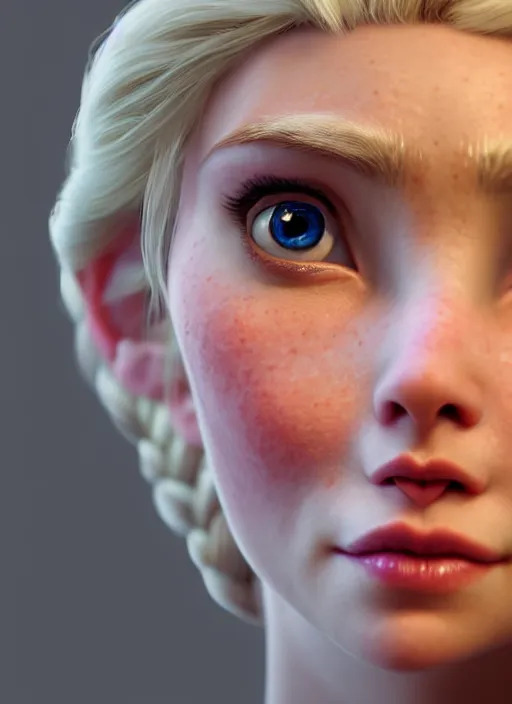 Image similar to Elsa from Frozen, au naturel, hyper detailed, digital art, trending in artstation, cinematic lighting, studio quality, smooth render, unreal engine 5 rendered, octane rendered, art style by klimt and nixeu and ian sprigger and wlop and krenz cushart