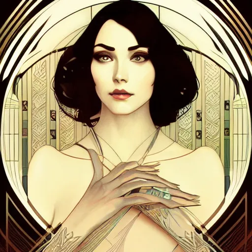 Image similar to art deco vector pattern, elegant, intricate, digital painting, smooth, sharp focus, illustration, art by artgerm and greg rutkowski and alphonse mucha