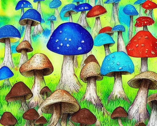 Image similar to every single variety of mushroom. landscape art. 16k photograph. as seen in my dreams by #instagram