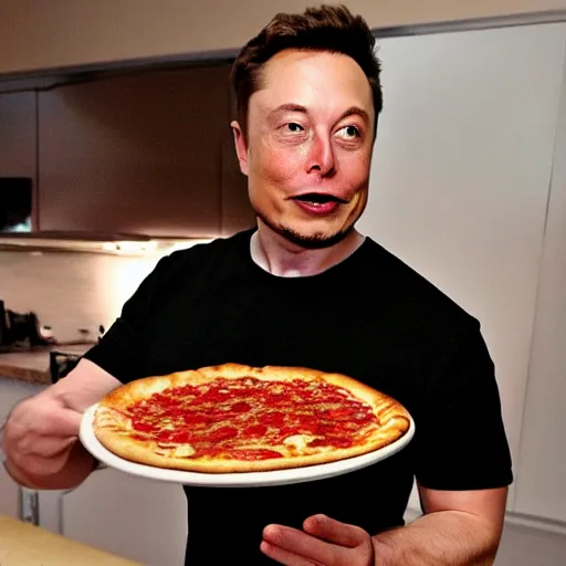 Image similar to elon musk eating pizza