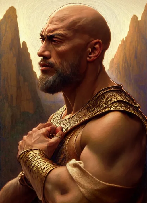 Prompt: renaissance painting of the rock as judge dreed, d & d, fantasy, intricate, elegant, highly detailed, digital painting, artstation, concept art, smooth, sharp focus, illustration, art by artgerm and greg rutkowski and alphonse mucha