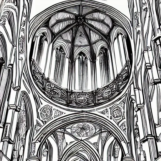 Image similar to cathedral, coloring book,