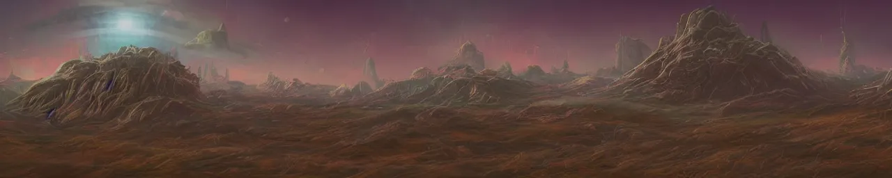 Prompt: retro sci-fi alien landscape