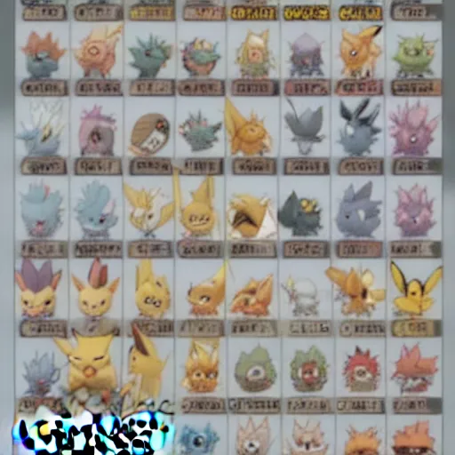 Prompt: sprite sheet of new pokemon, detailed