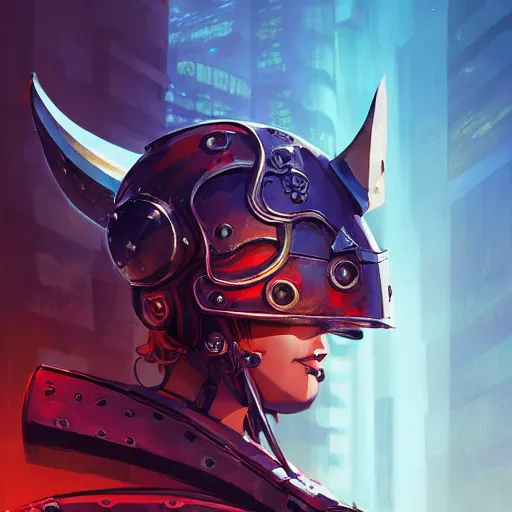 Image similar to cyberpunk viking helmet mask warrior goddess robot ninja fantasy, art gta 5 cover, official fanart behance hd artstation by jesper ejsing, by rhads, makoto shinkai and lois van baarle, ilya kuvshinov, ossdraws