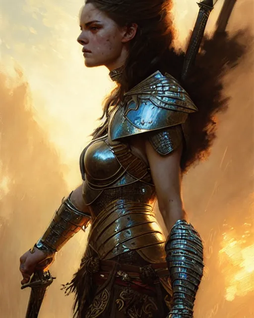 Image similar to a fierce warrior princess in full armor, fantasy character portrait, ultra realistic, concept art, intricate details, highly detailed by greg rutkowski, gaston bussiere, craig mullins, simon bisley