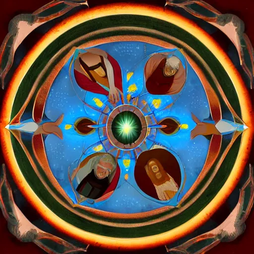 Image similar to a council of elders sitting in a circle, digital painting, fantasy art