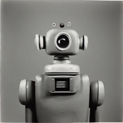 Prompt: robot by Diane Arbus