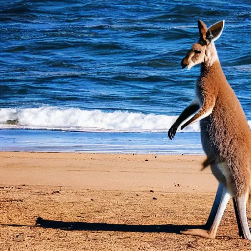 Prompt: scenic photo of a kangaroo standing on a whale. extremely large wings. extreme detail, hyperrealistic photo