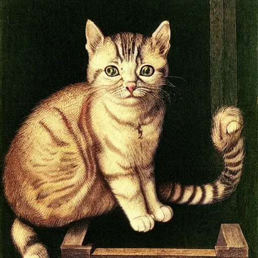 Image similar to cute cat by Albrecht Dürer