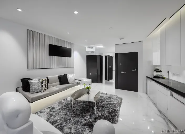 Prompt: 8 k photograph of stunning 2 0 2 2 stylish miami studio apartment interior, award winning modern design, gorgeous, high end, expensive, designed by koichi futatsumata