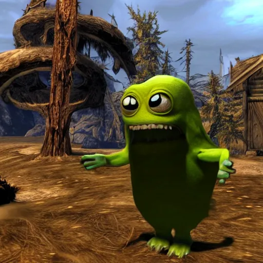 Image similar to mike wazowski in skyrim,